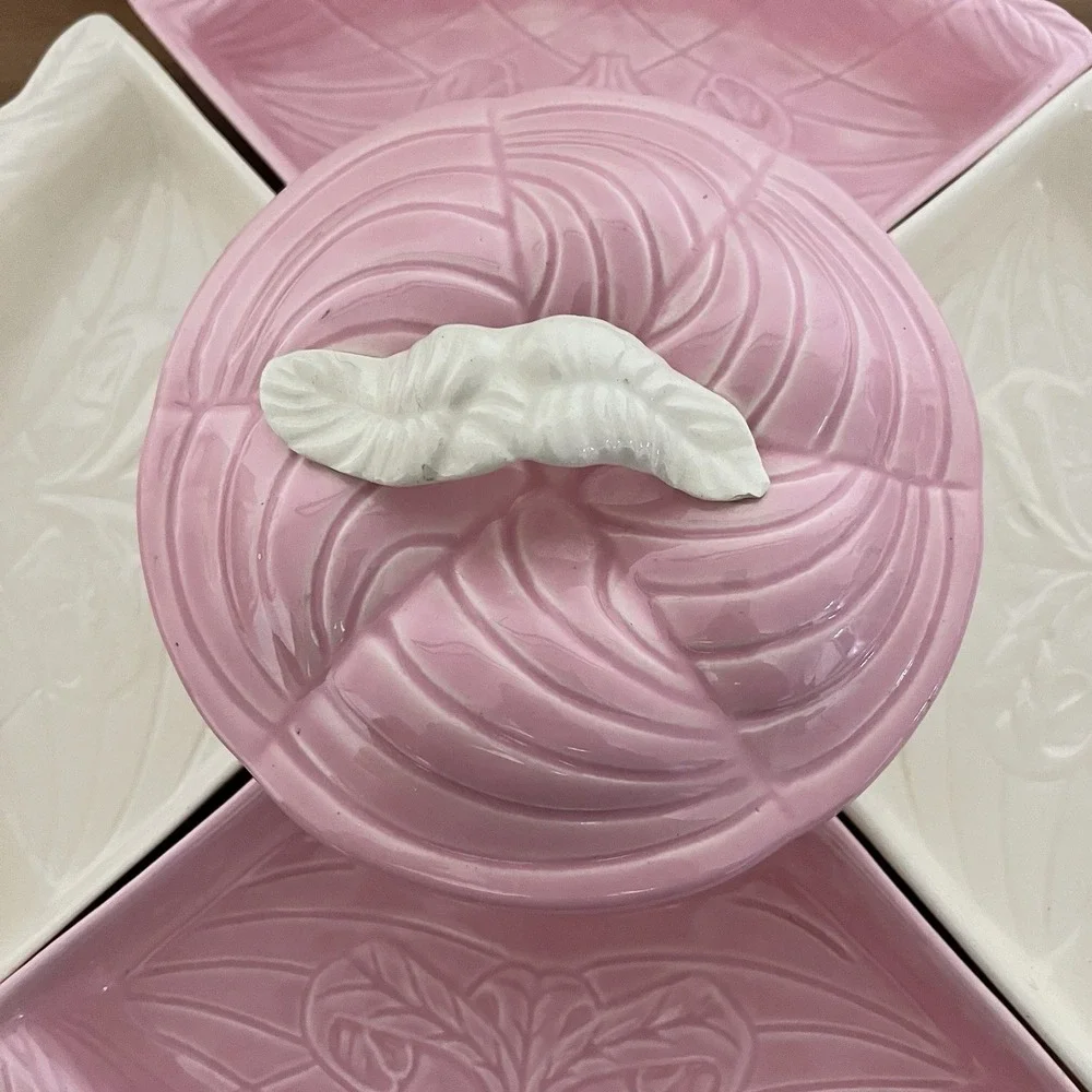 Vintage Mid Century Hoenig of California‎ Ceramic Lazy Susan Serving Set 6 Piece